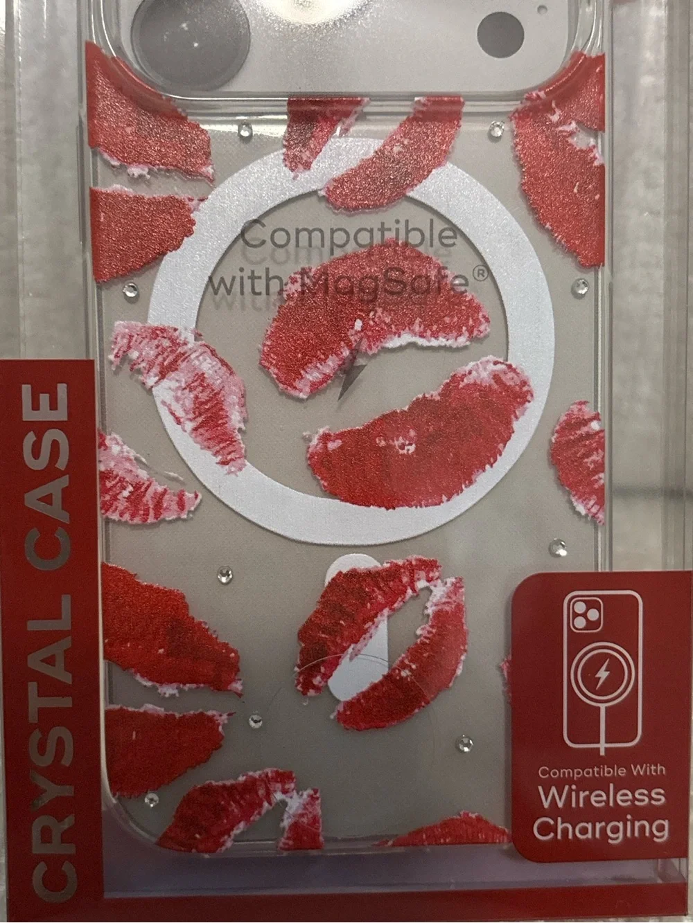 Iphone 17 Clear Phone Case with Red Lip Print —